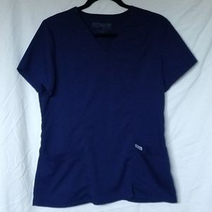 Grey Anatomy Navy Blue V neck scrub top